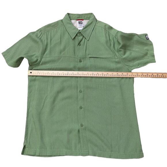 The North Face Shirt Mens M Button Front Hiking Outdoor Green Check Short Sleeve - Picture 9 of 12